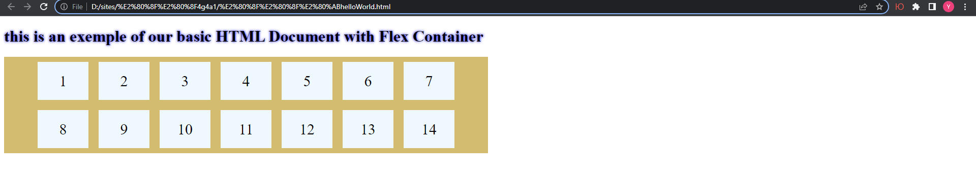 CSS in HTML - Flexbox justify-content